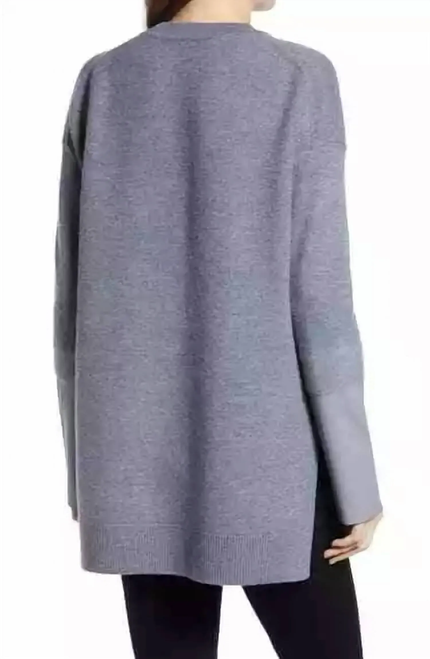 Allsaints - Leather Cuff Mid Length Side Slits Wool Sweater