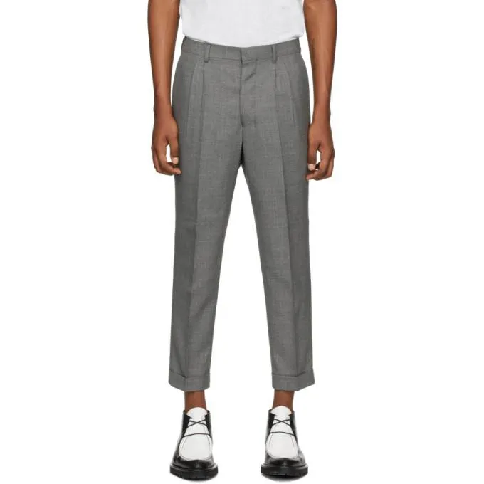 AMI Alexandre Mattiussi Grey Wool Carrot Trousers