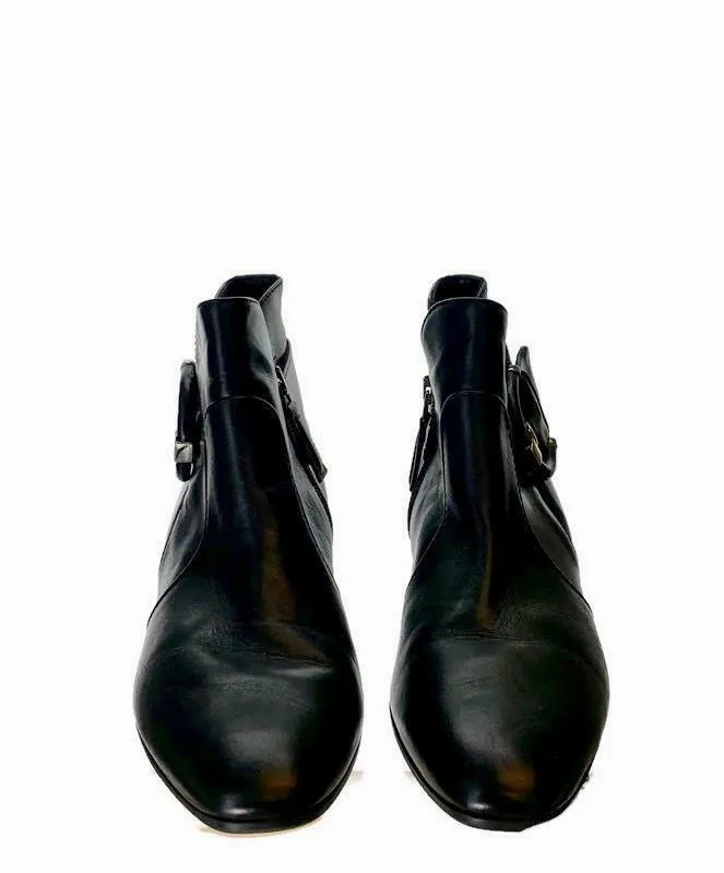Aquatalia Women's Flambay Black Calf Ankle Boots Booties Buckle Zip Size 7.5