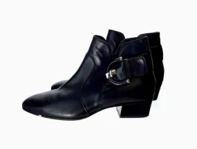 Aquatalia Women's Flambay Black Calf Ankle Boots Booties Buckle Zip Size 7.5