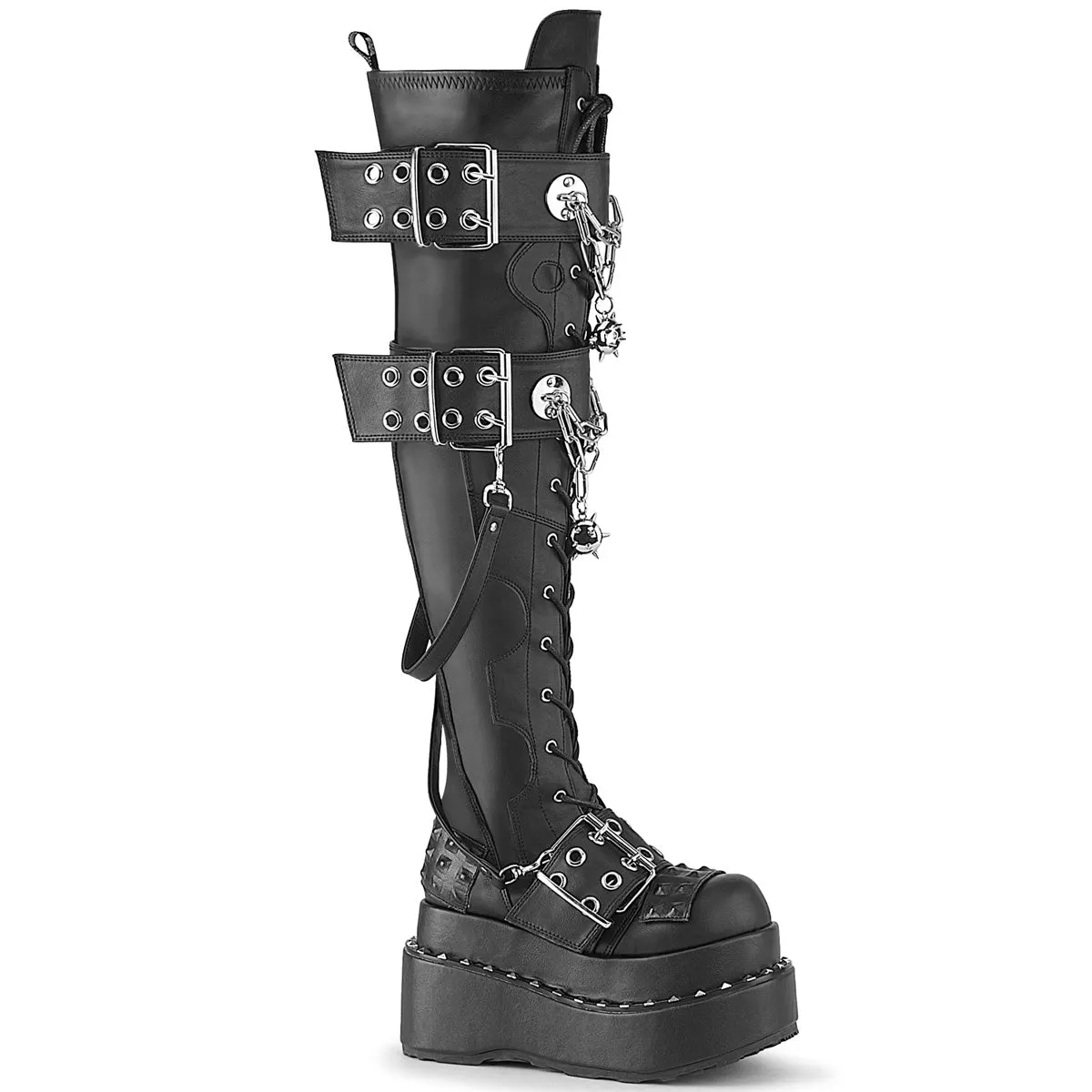 Bear 316 Black Platform Thigh Boots  - Demonia Direct