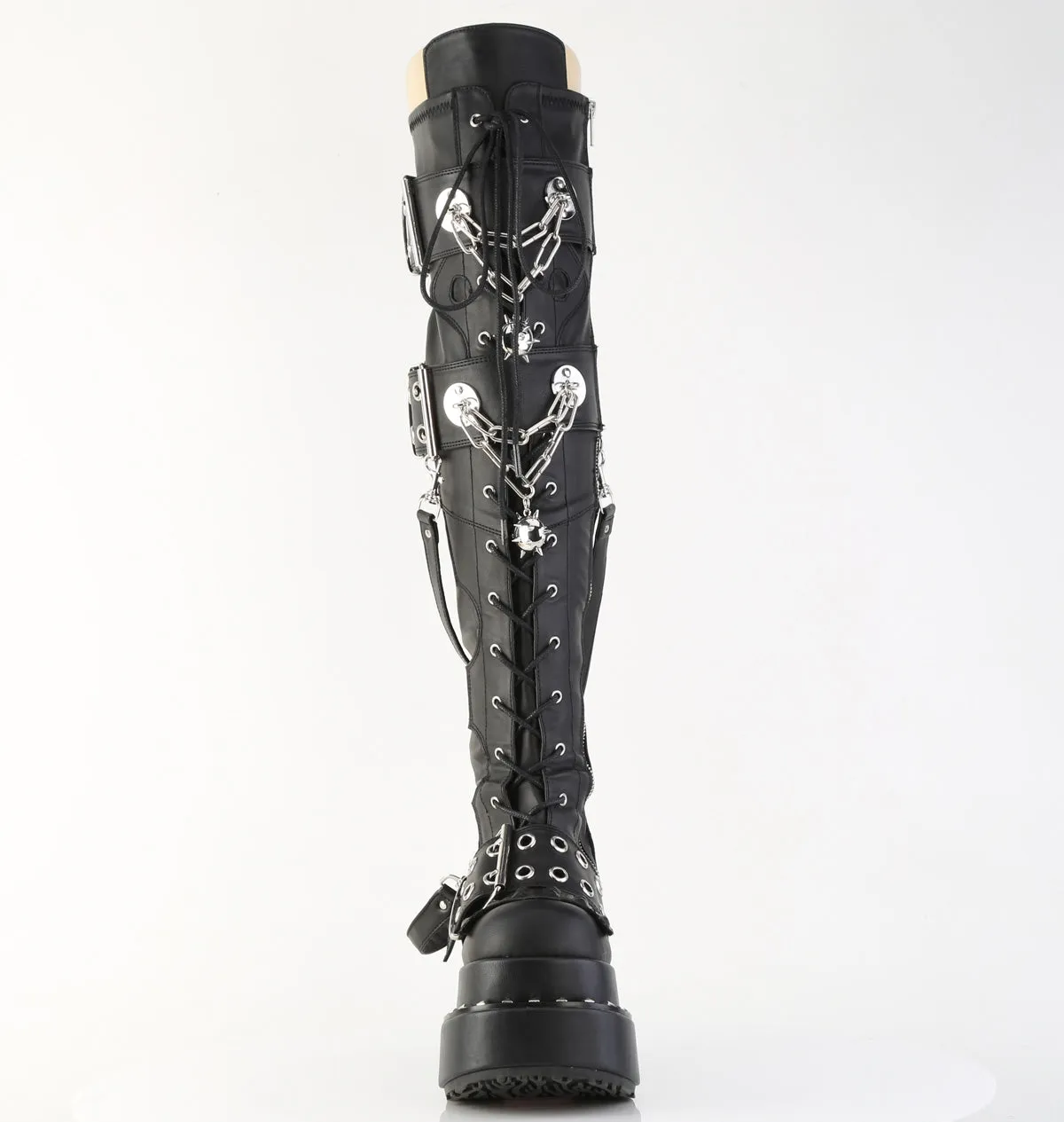 Bear 316 Black Platform Thigh Boots  - Demonia Direct