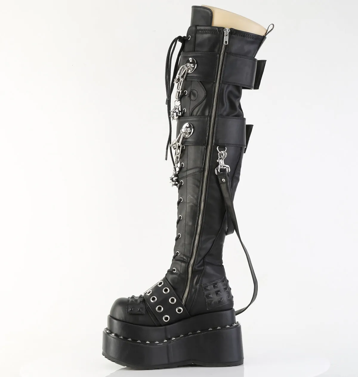 Bear 316 Black Platform Thigh Boots  - Demonia Direct