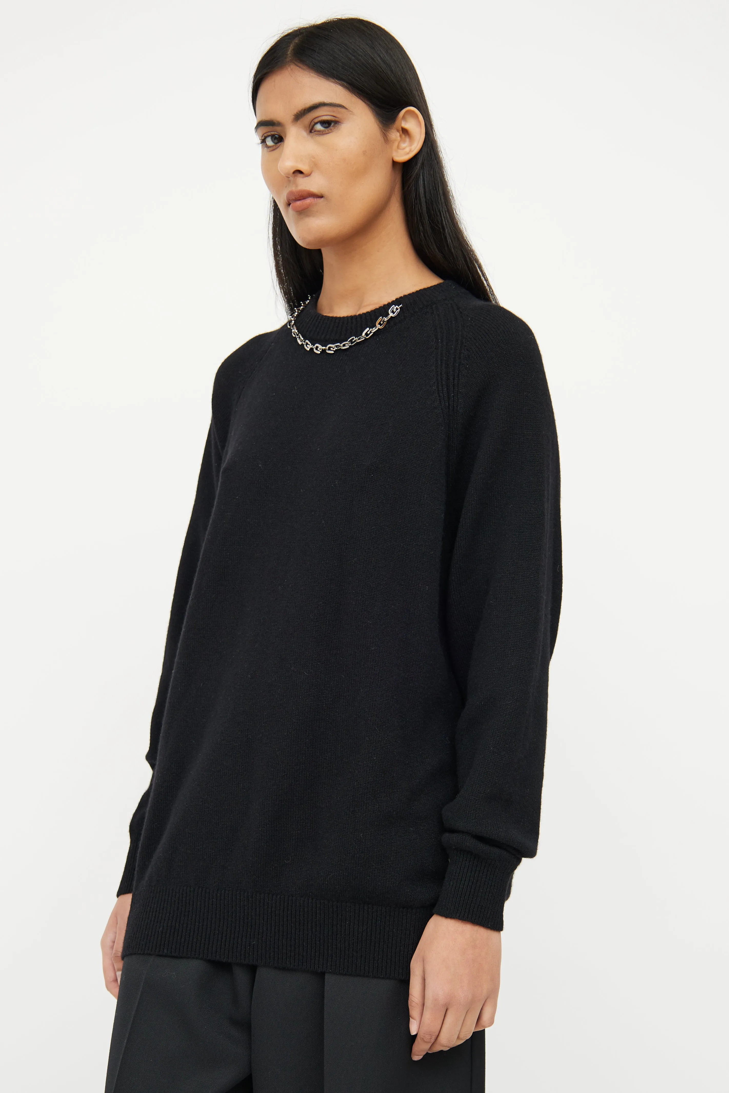 Black Cashmere Chain Link Sweater