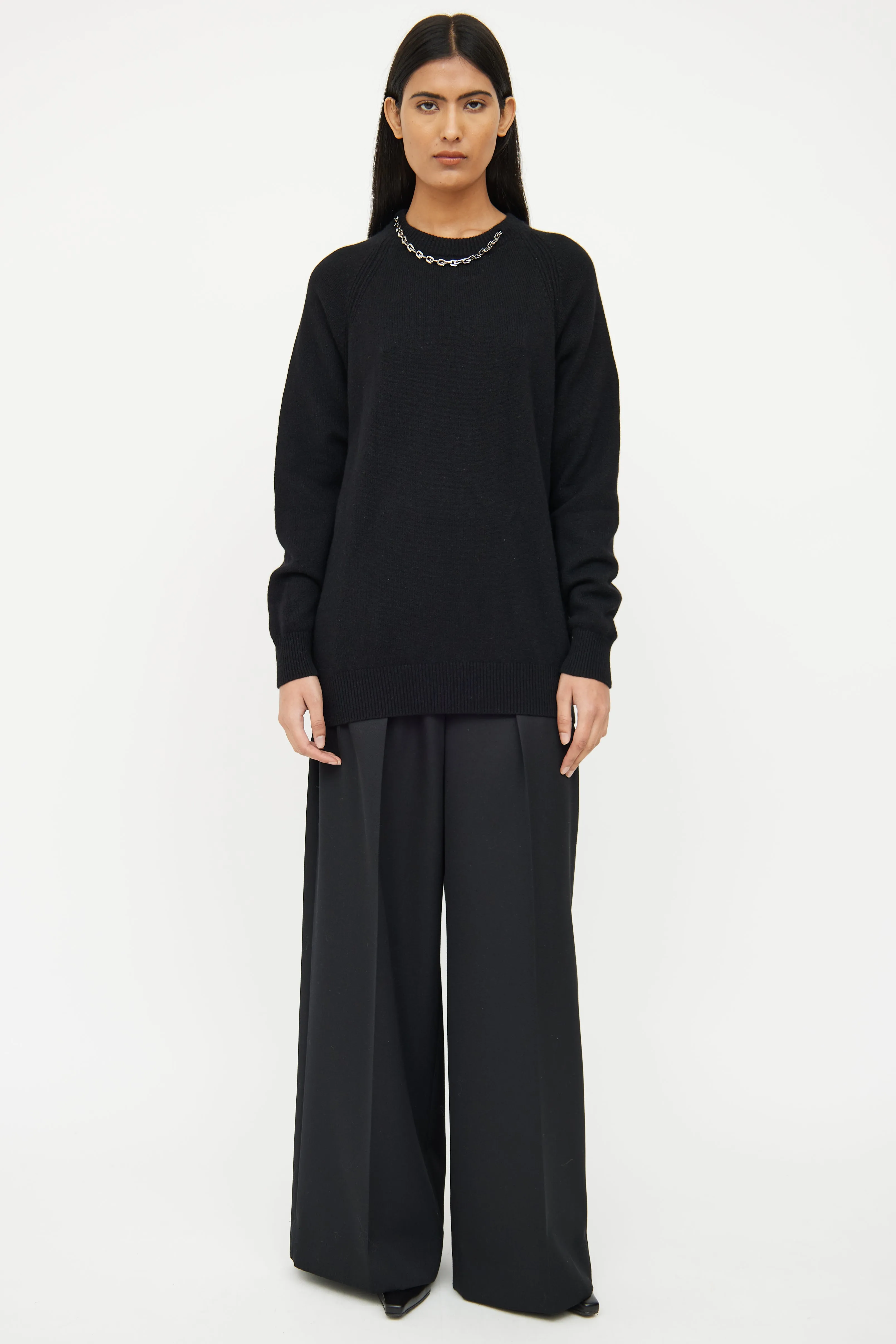 Black Cashmere Chain Link Sweater
