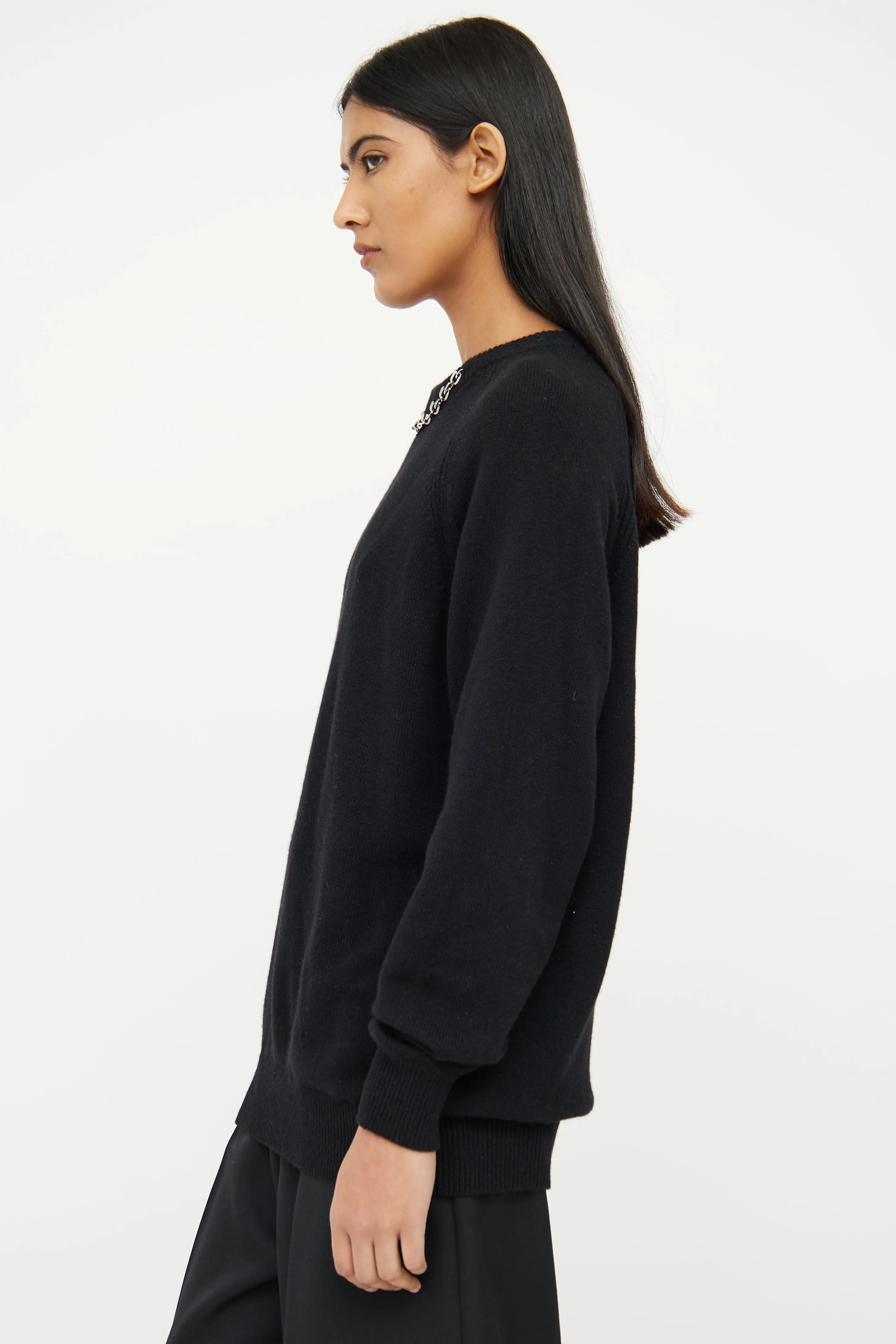 Black Cashmere Chain Link Sweater