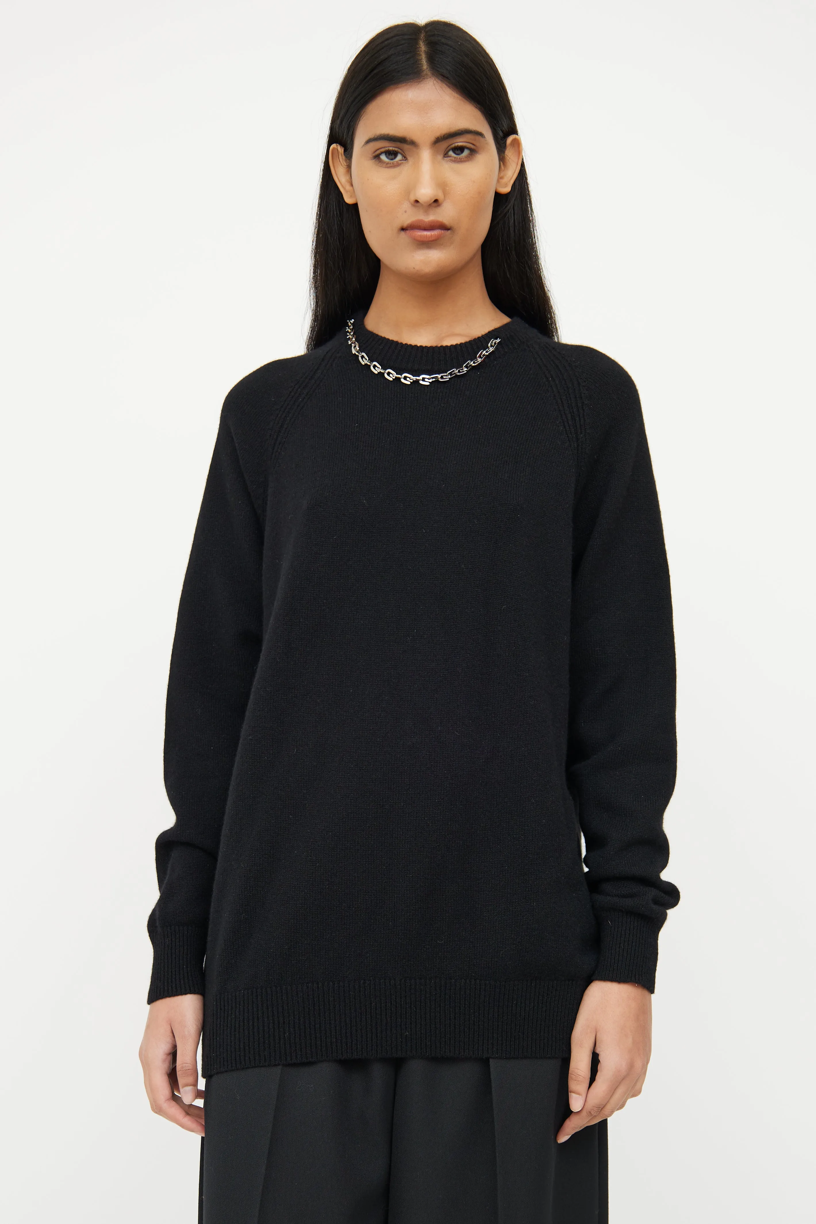 Black Cashmere Chain Link Sweater