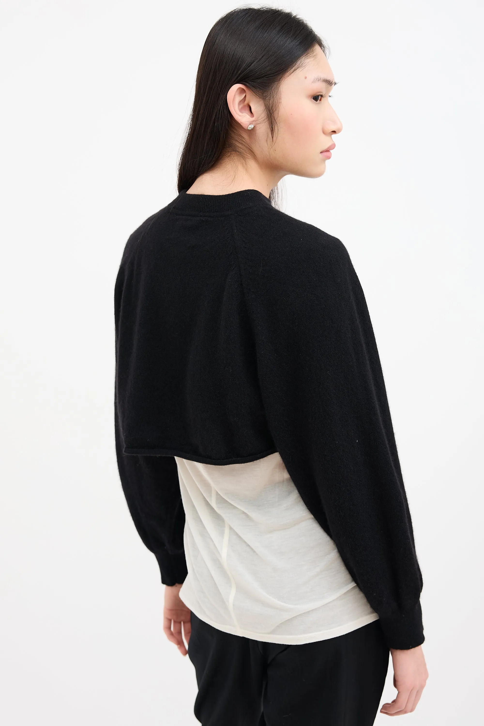Black Cashmere Cropped Bocas Sweater