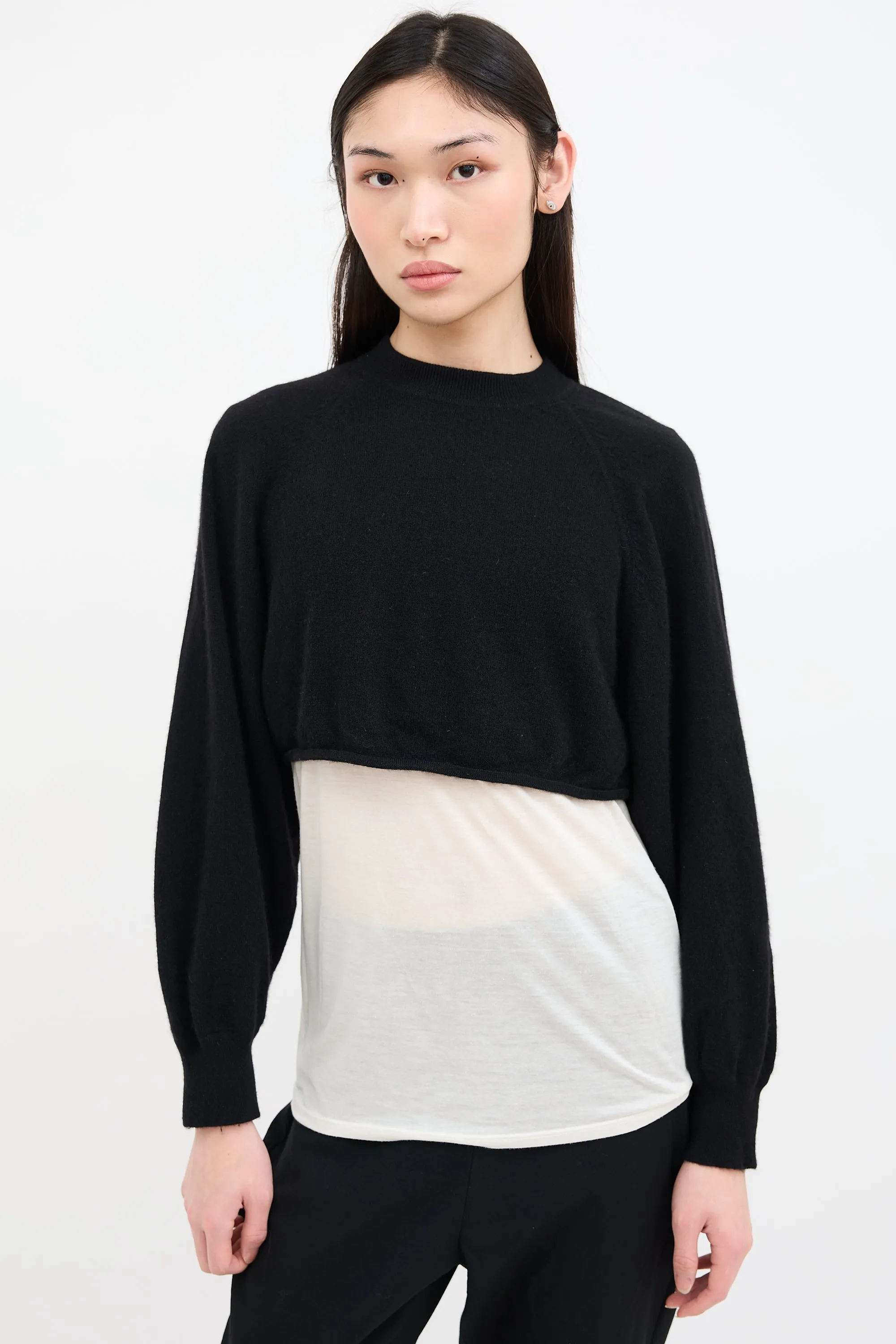 Black Cashmere Cropped Bocas Sweater