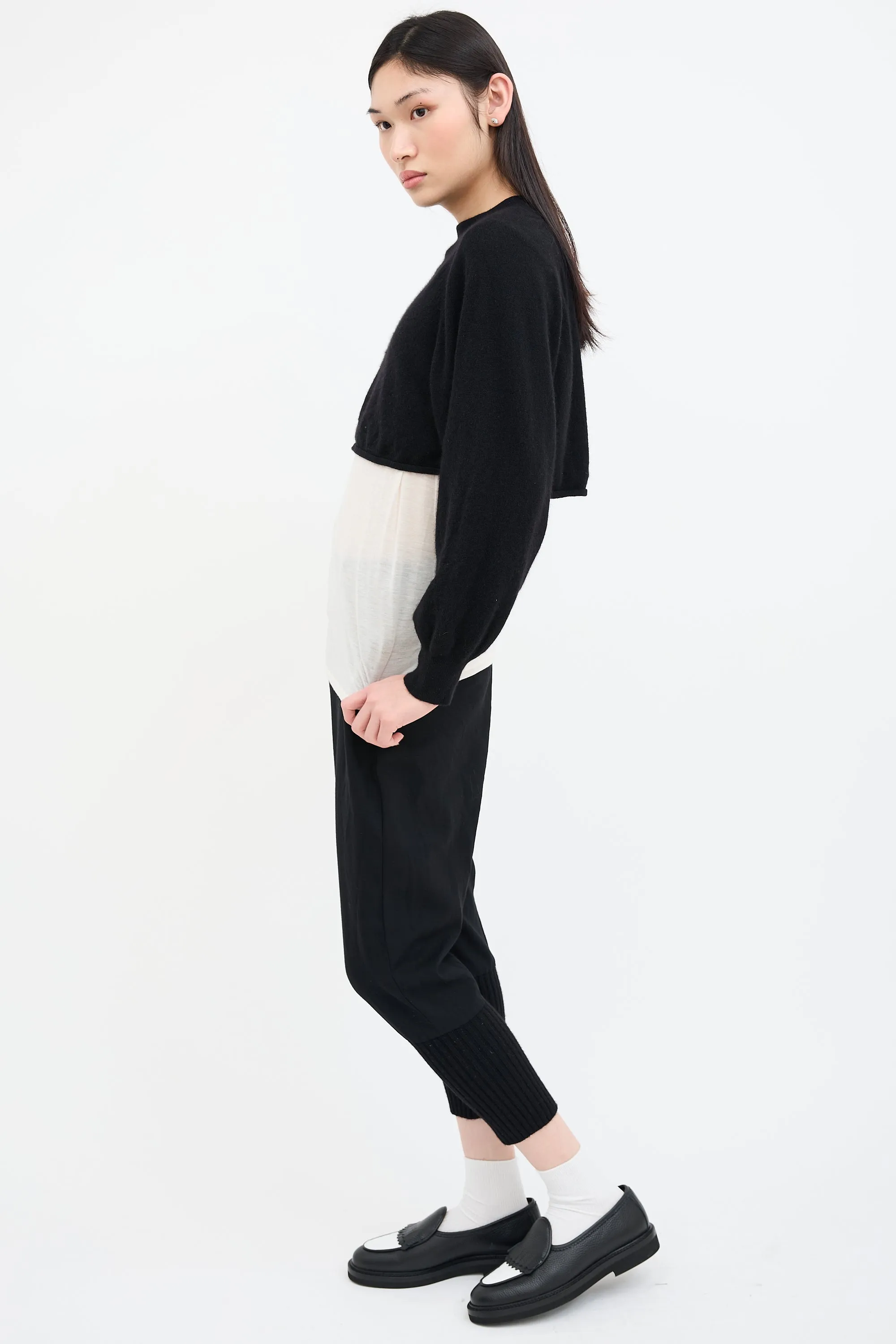 Black Cashmere Cropped Bocas Sweater