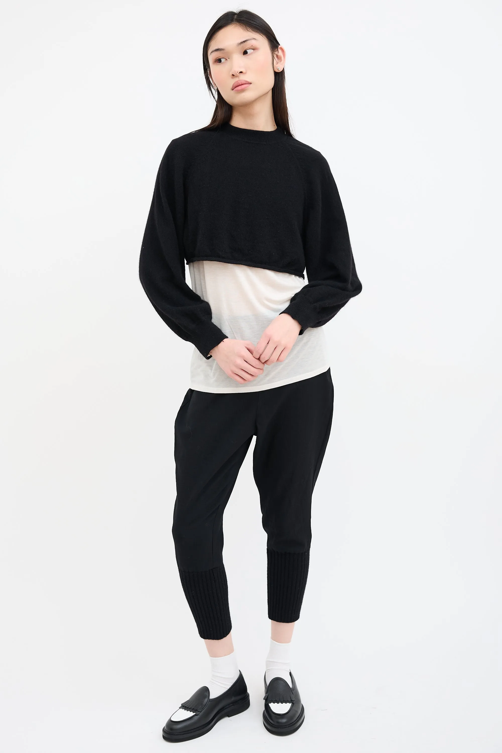 Black Cashmere Cropped Bocas Sweater