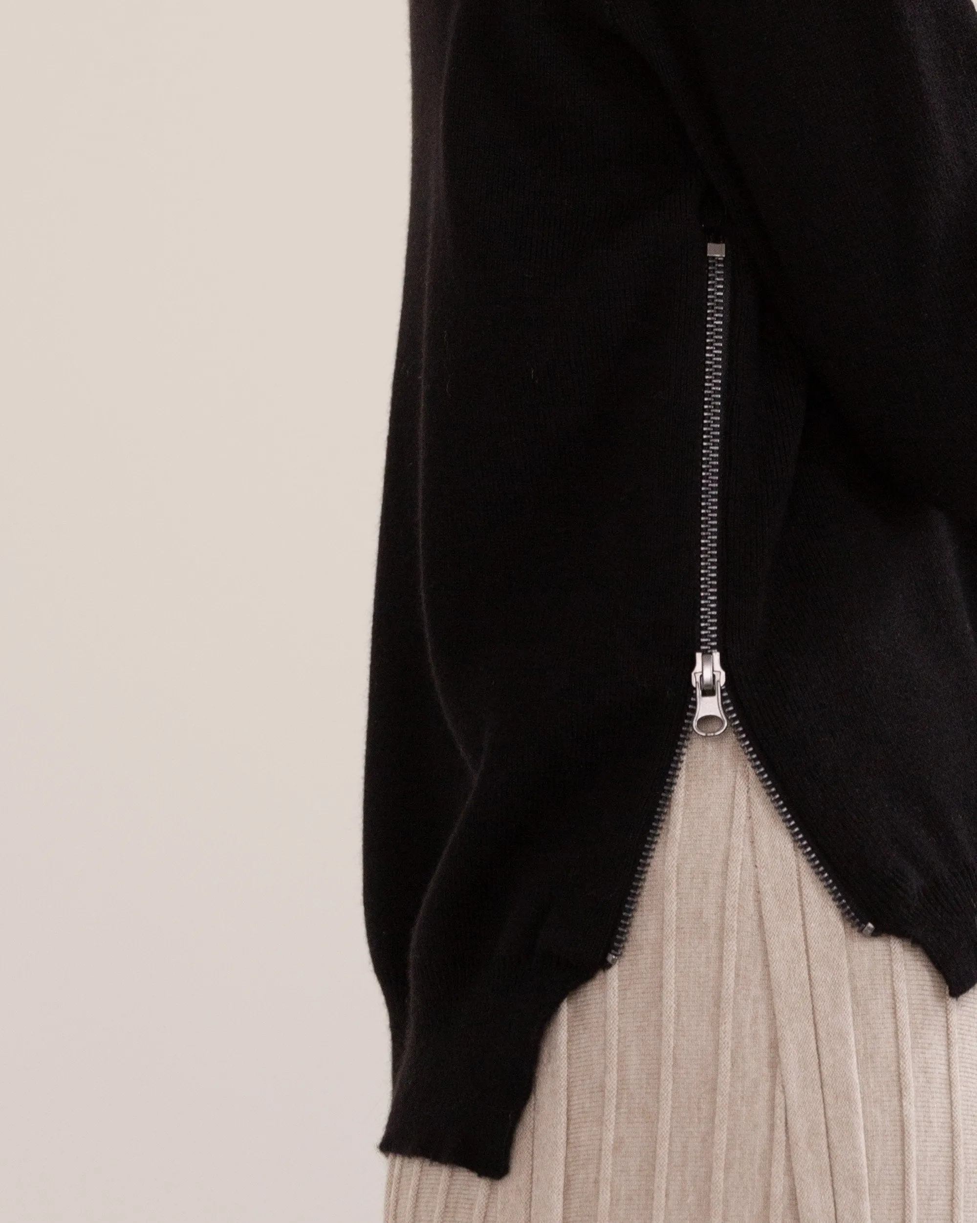 Carla Side-Zip Cashmere-Blend Sweater