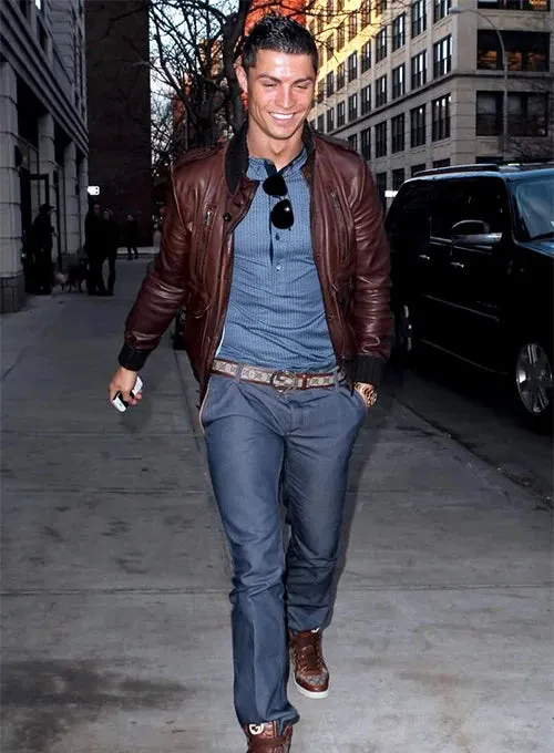 CRISTIANO RONALDO LEATHER JACKET | MEN CELEBRITY JACKET | GENUINE LEATHER JACKET