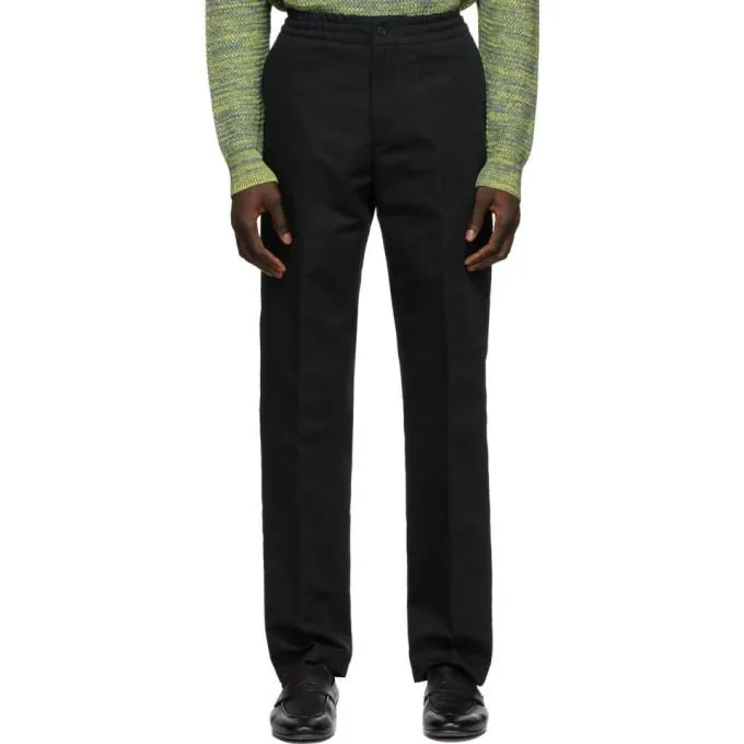 Dunhill Black Cotton and Linen Twill Trousers