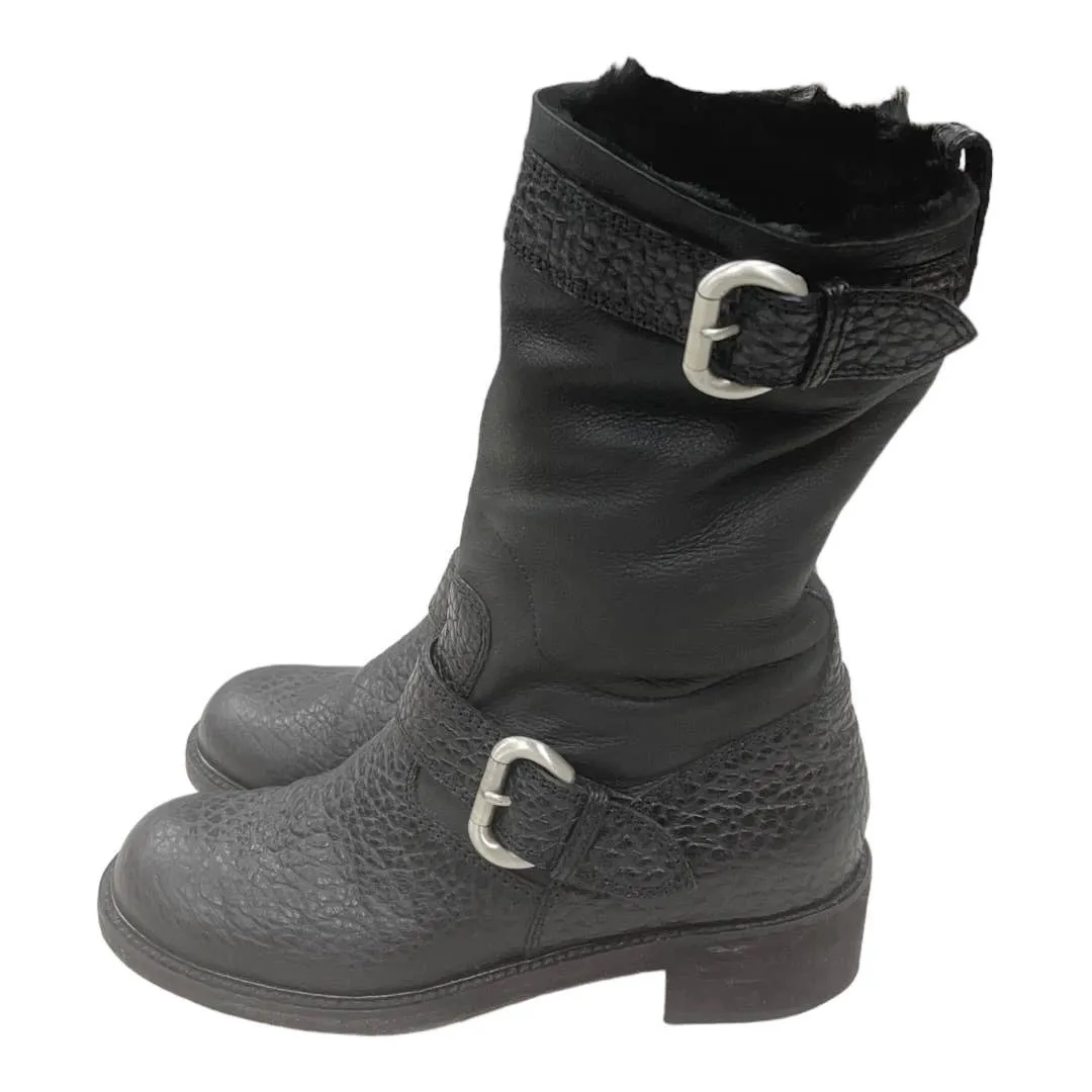 Giuseppe Zanotti Fur Lined Moto Boots Leather Size 40.5 10.5