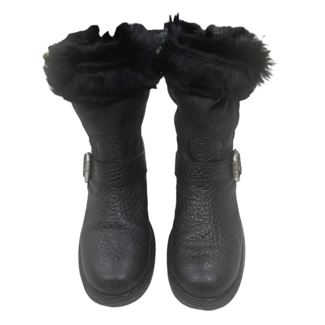Giuseppe Zanotti Fur Lined Moto Boots Leather Size 40.5 10.5