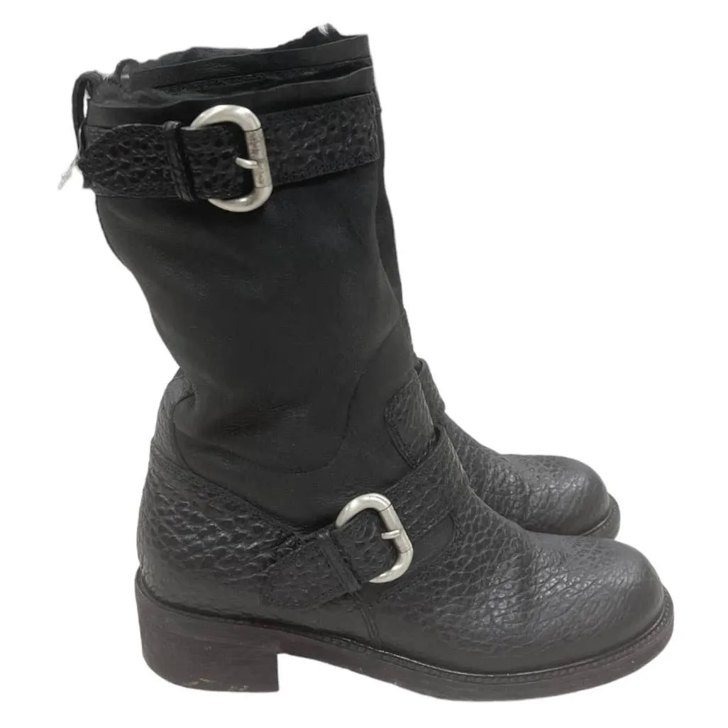 Giuseppe Zanotti Fur Lined Moto Boots Leather Size 40.5 10.5
