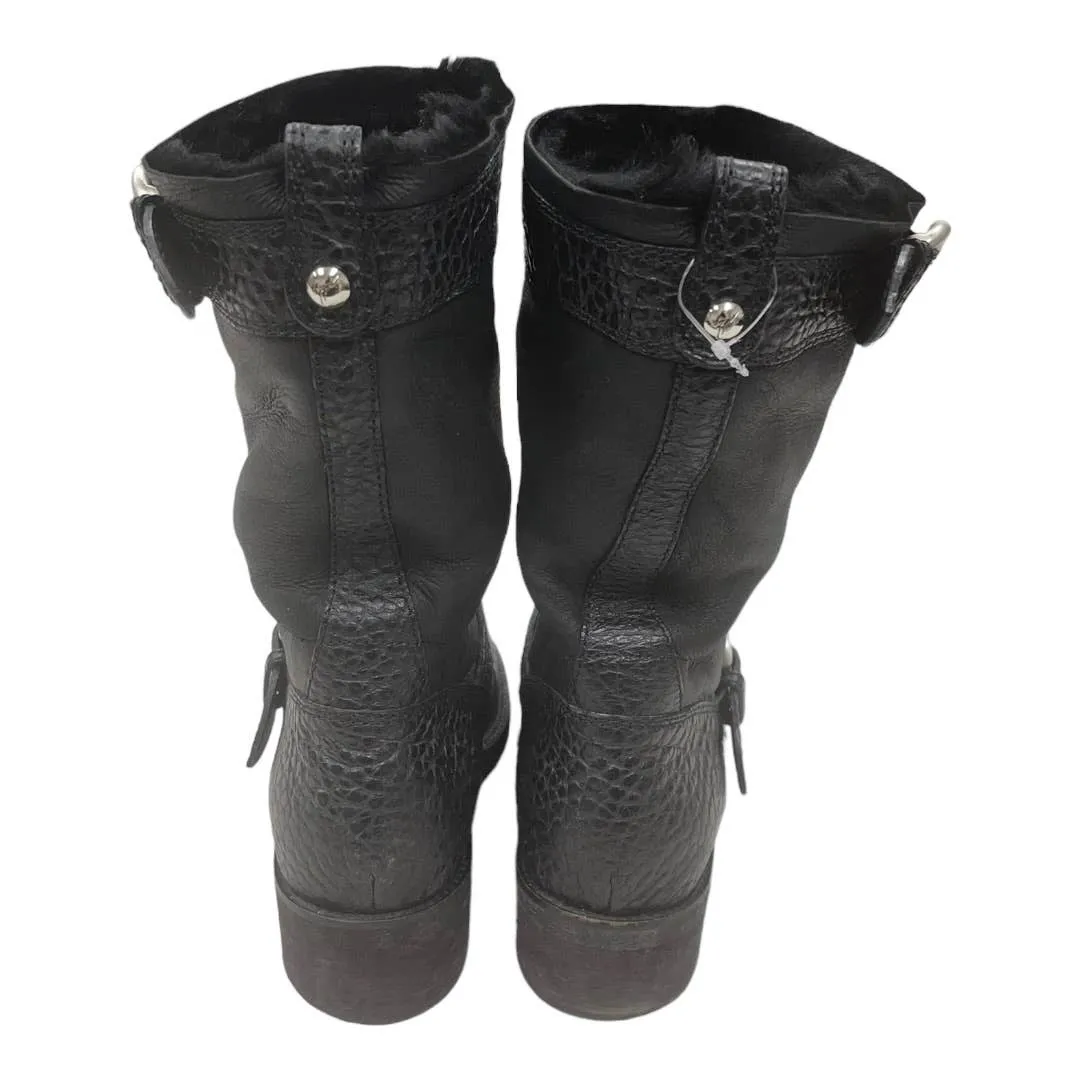 Giuseppe Zanotti Fur Lined Moto Boots Leather Size 40.5 10.5