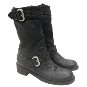 Giuseppe Zanotti Fur Lined Moto Boots Leather Size 40.5 10.5