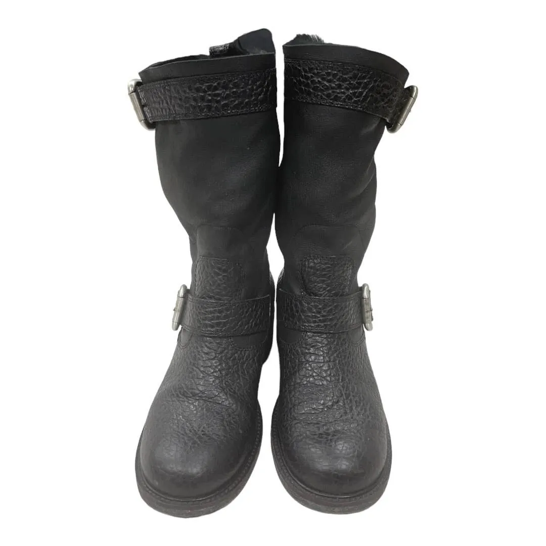 Giuseppe Zanotti Fur Lined Moto Boots Leather Size 40.5 10.5
