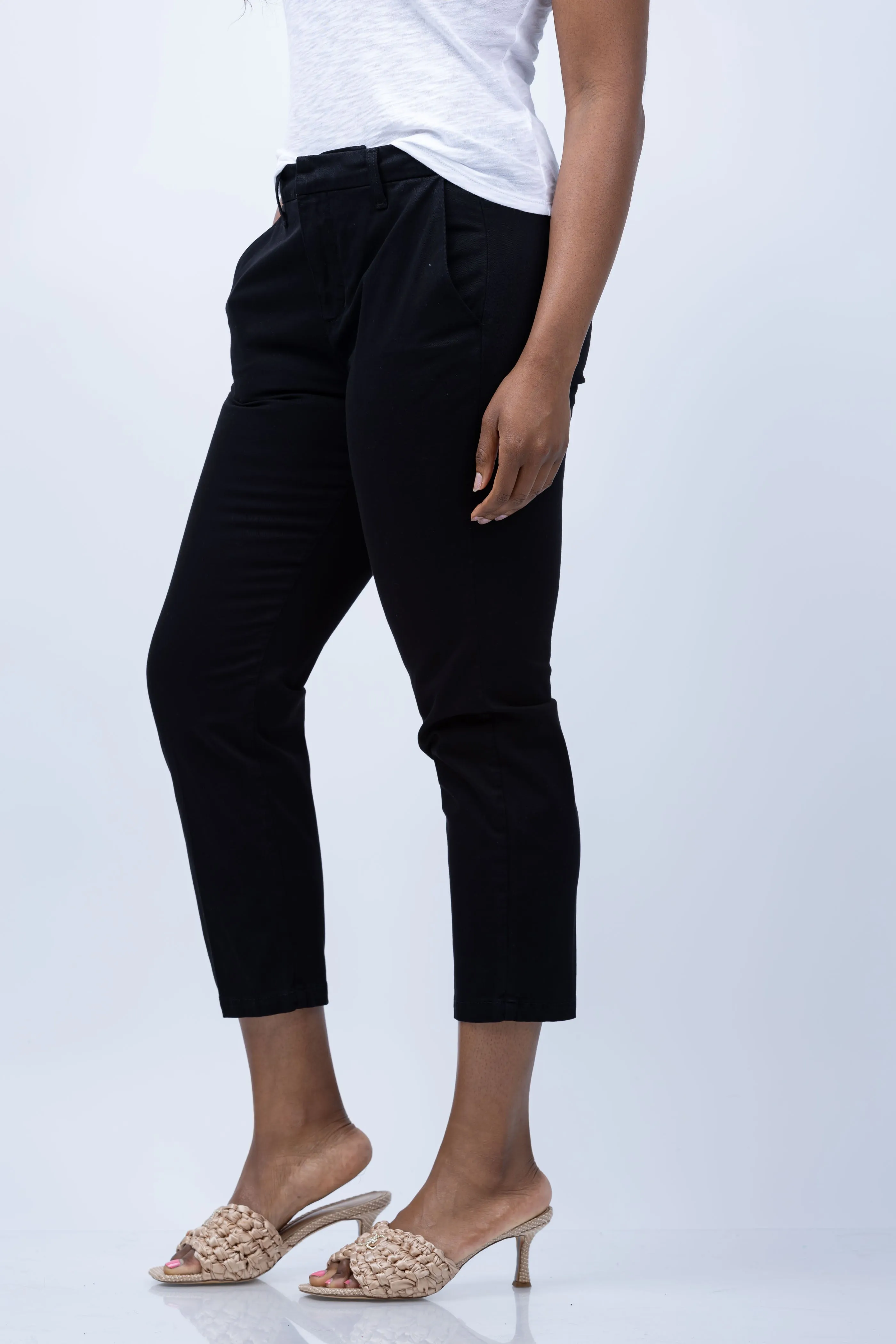L'AGENCE Harlow High Rise Crop Slim Trousers in Noir