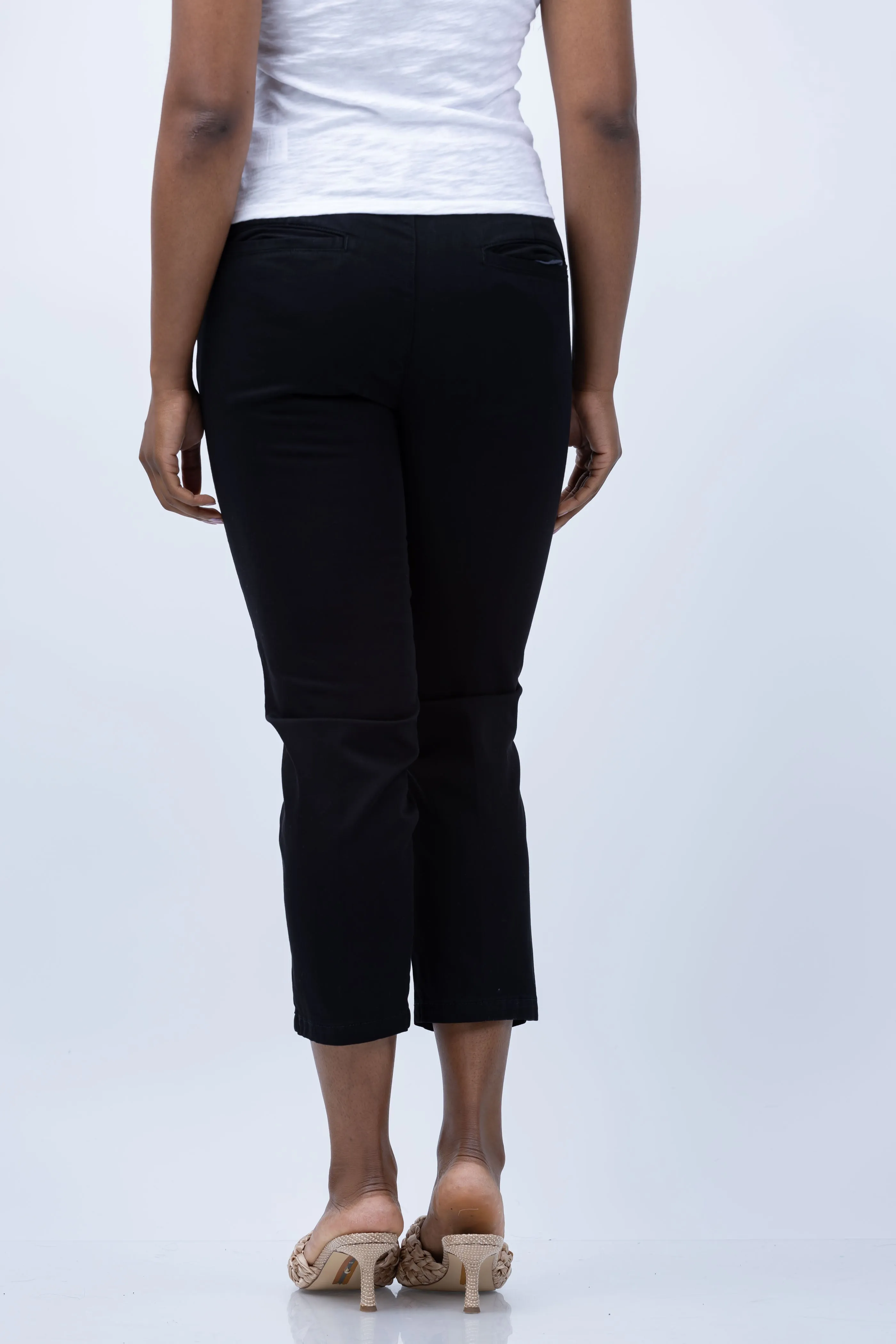 L'AGENCE Harlow High Rise Crop Slim Trousers in Noir