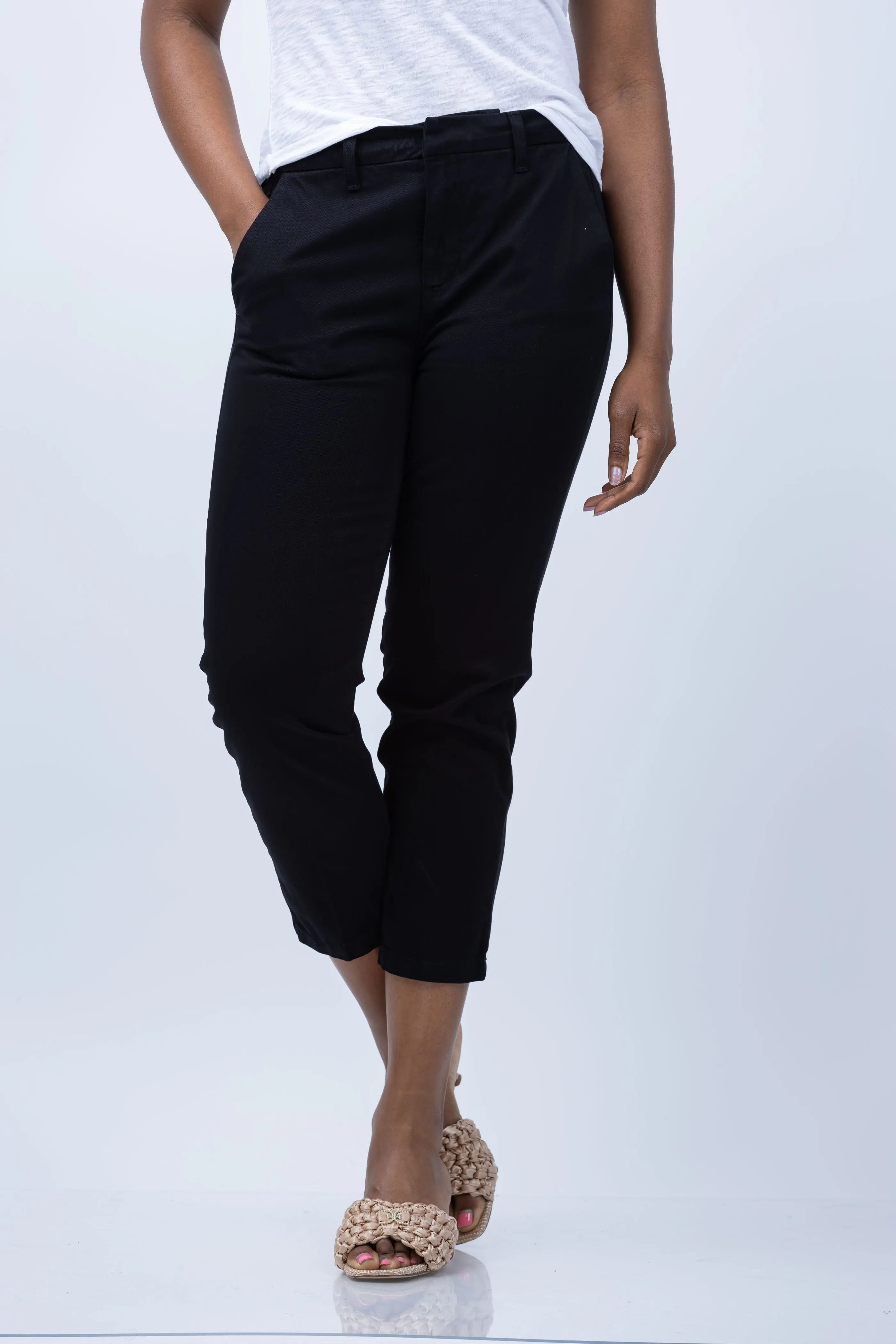 L'AGENCE Harlow High Rise Crop Slim Trousers in Noir