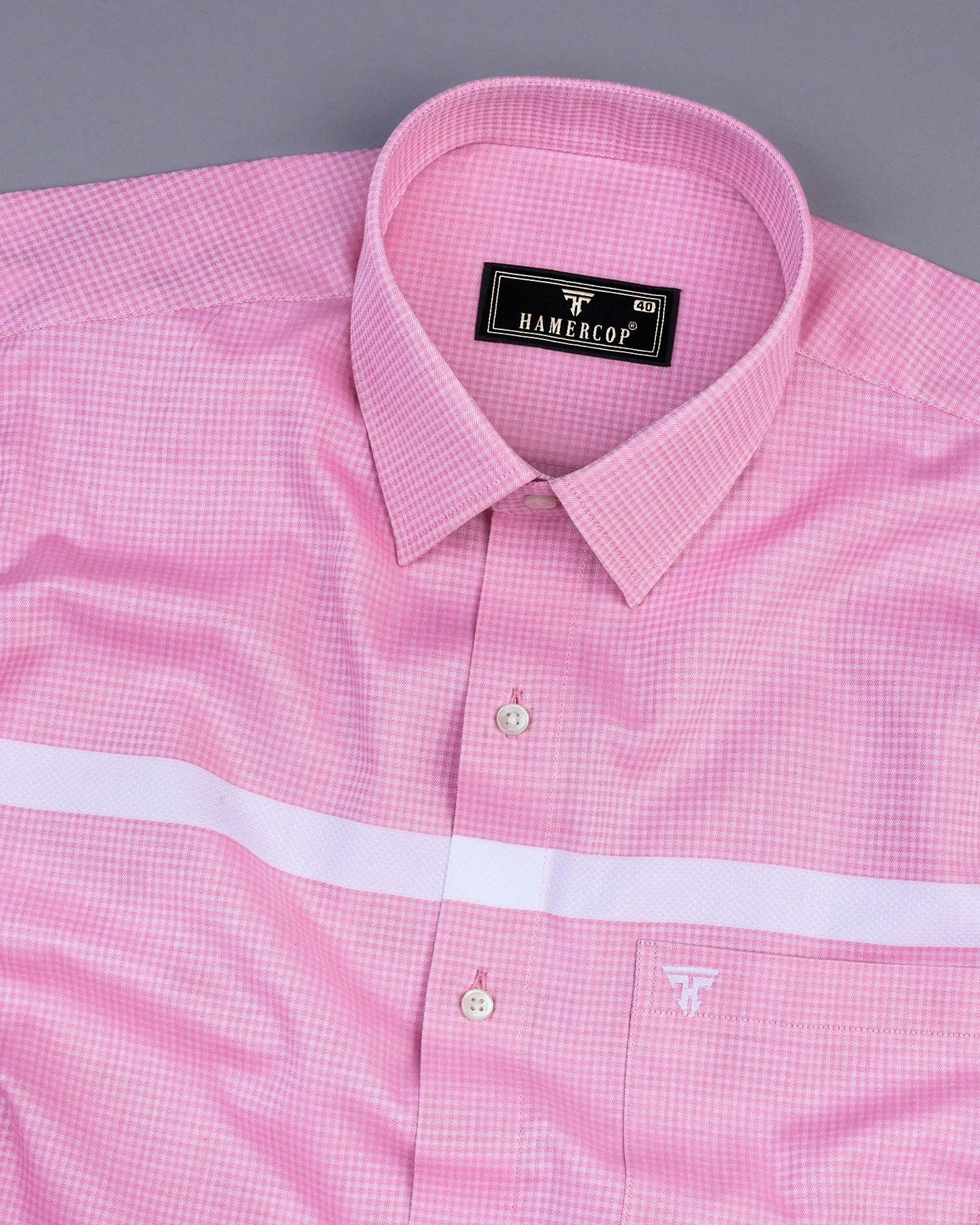 Lewis Pink With White Designer Dobby Check Premium Gizza Shirt