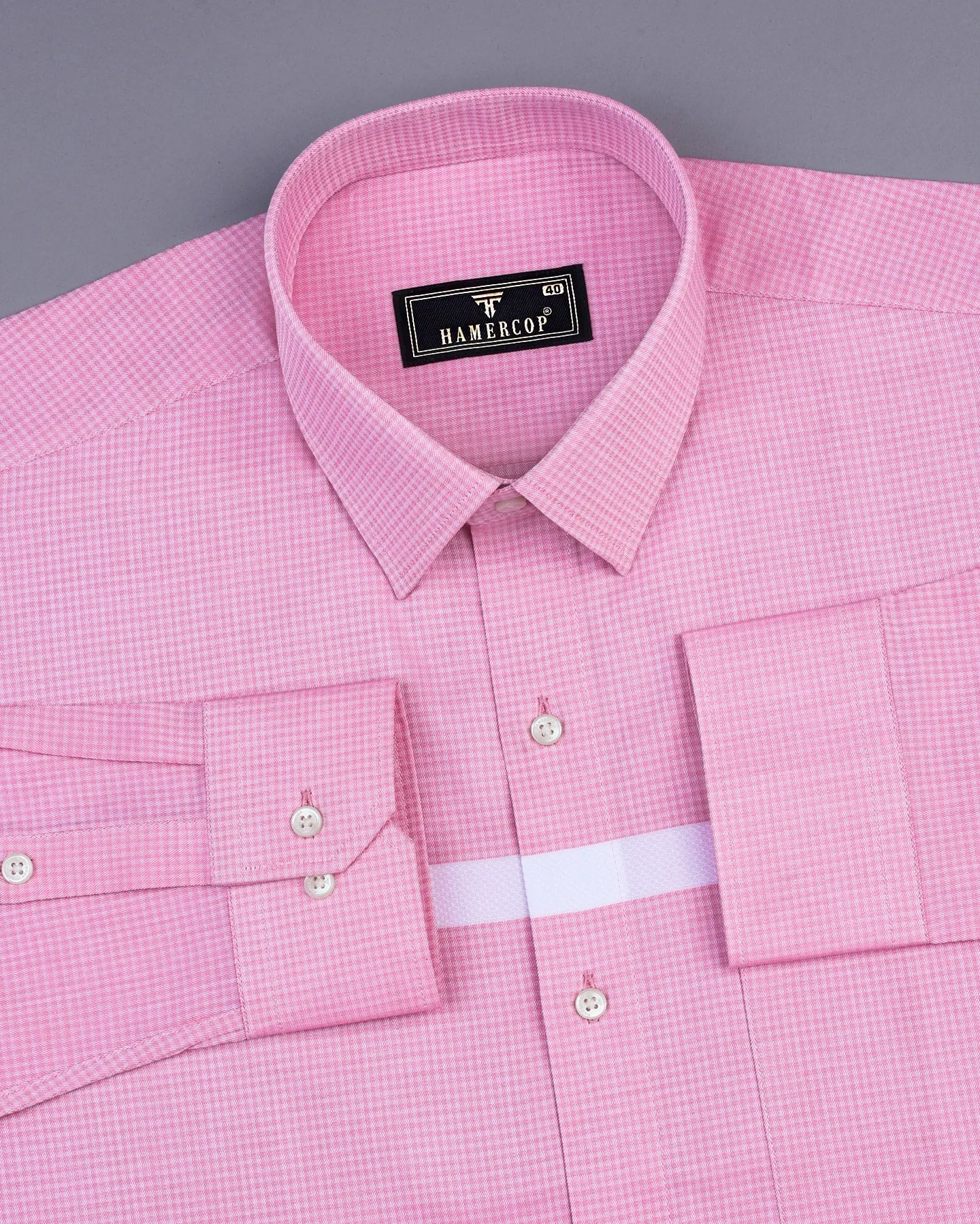 Lewis Pink With White Designer Dobby Check Premium Gizza Shirt