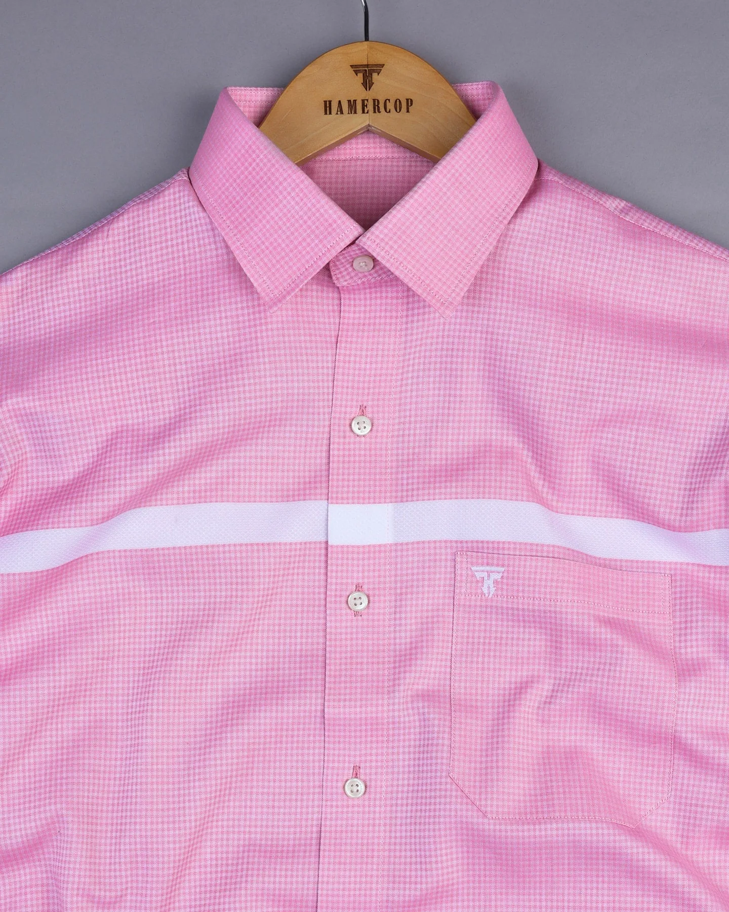Lewis Pink With White Designer Dobby Check Premium Gizza Shirt
