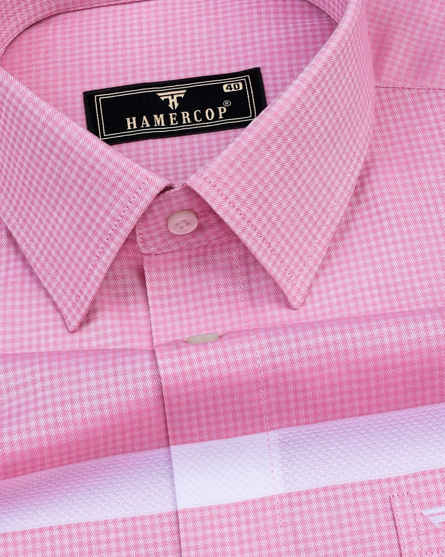 Lewis Pink With White Designer Dobby Check Premium Gizza Shirt