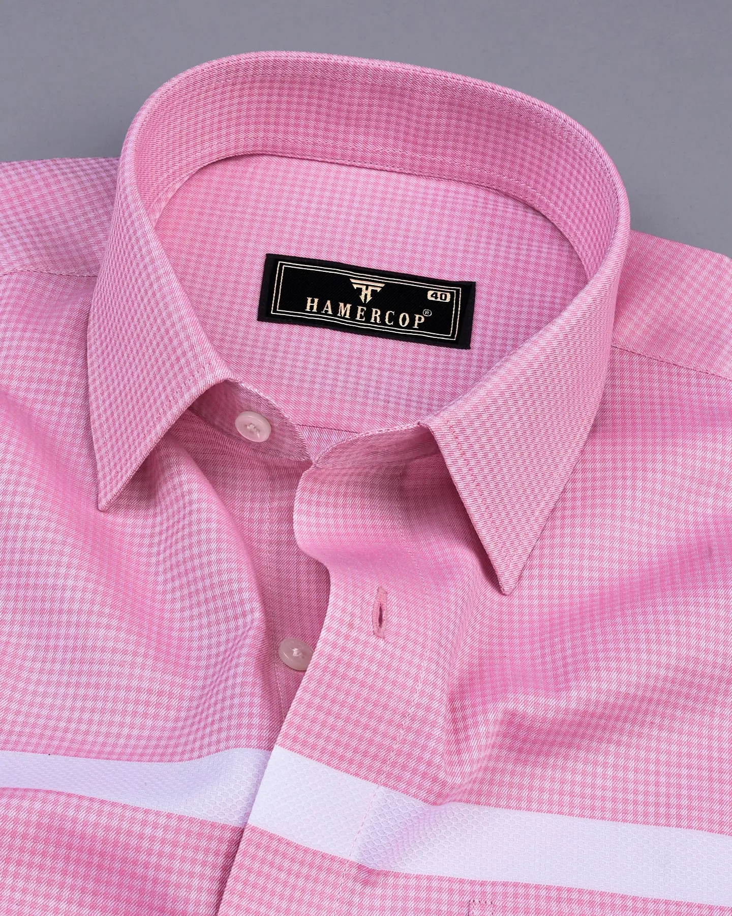 Lewis Pink With White Designer Dobby Check Premium Gizza Shirt