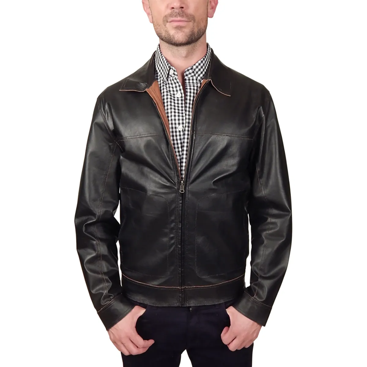 Missani Le Collezioni - "DUO" Reversible Leather Jacket in Brown and Black