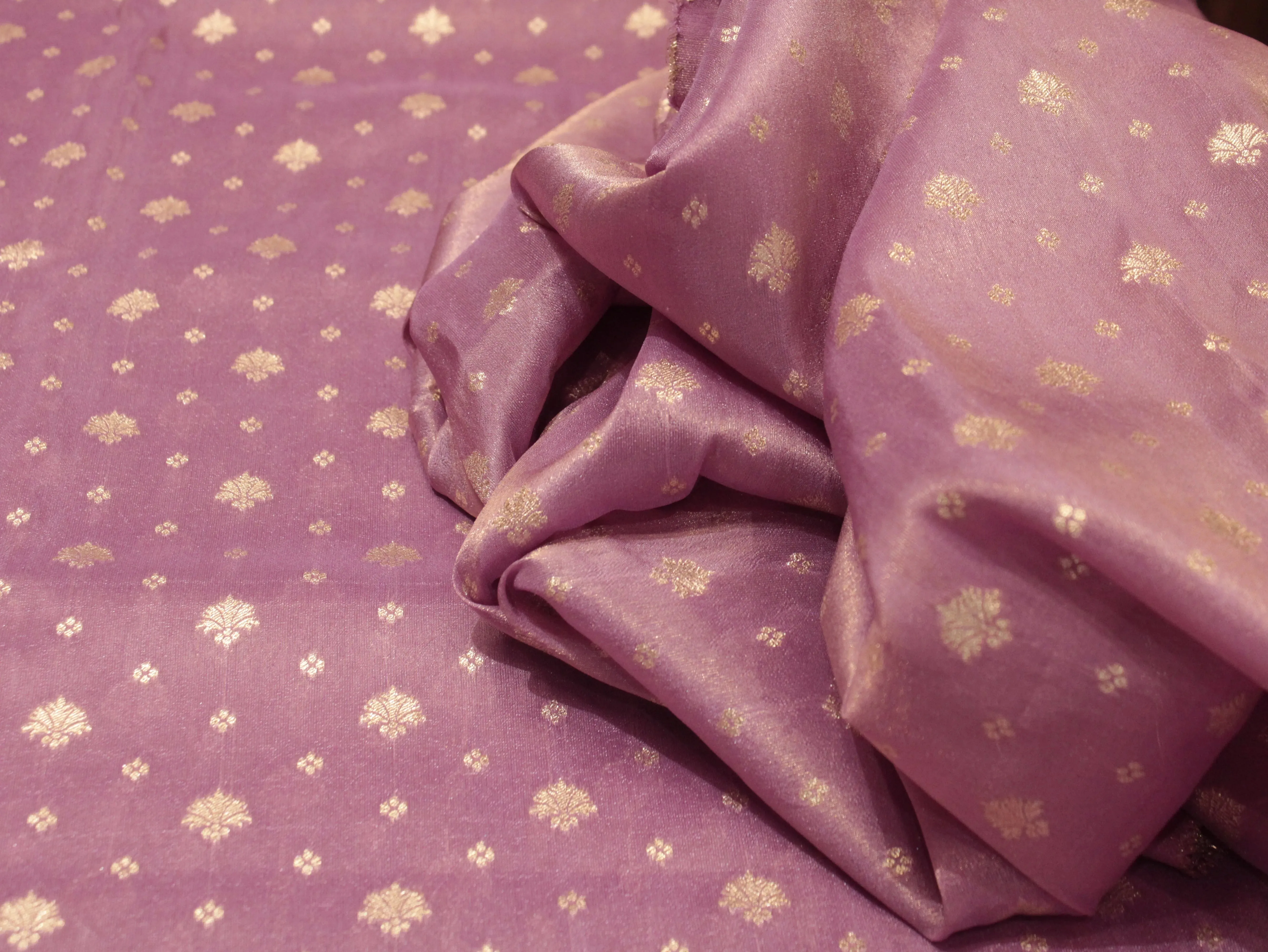 Premium Banarasi Buti Tissue Fabric - Purple