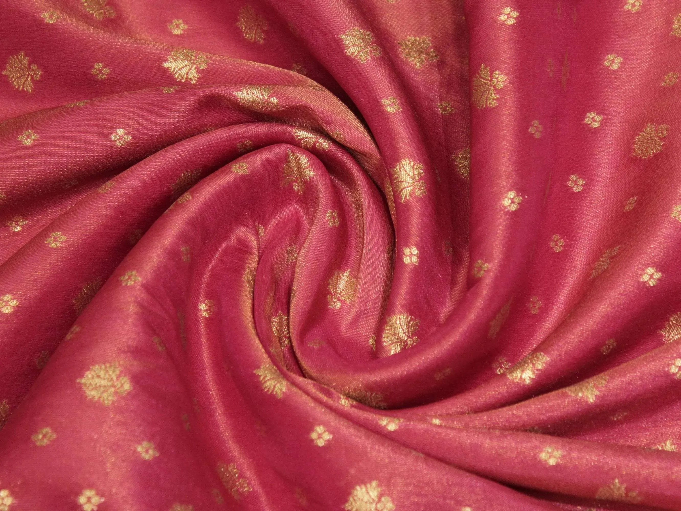 Premium Banarasi Buti Tissue Fabric - Rani
