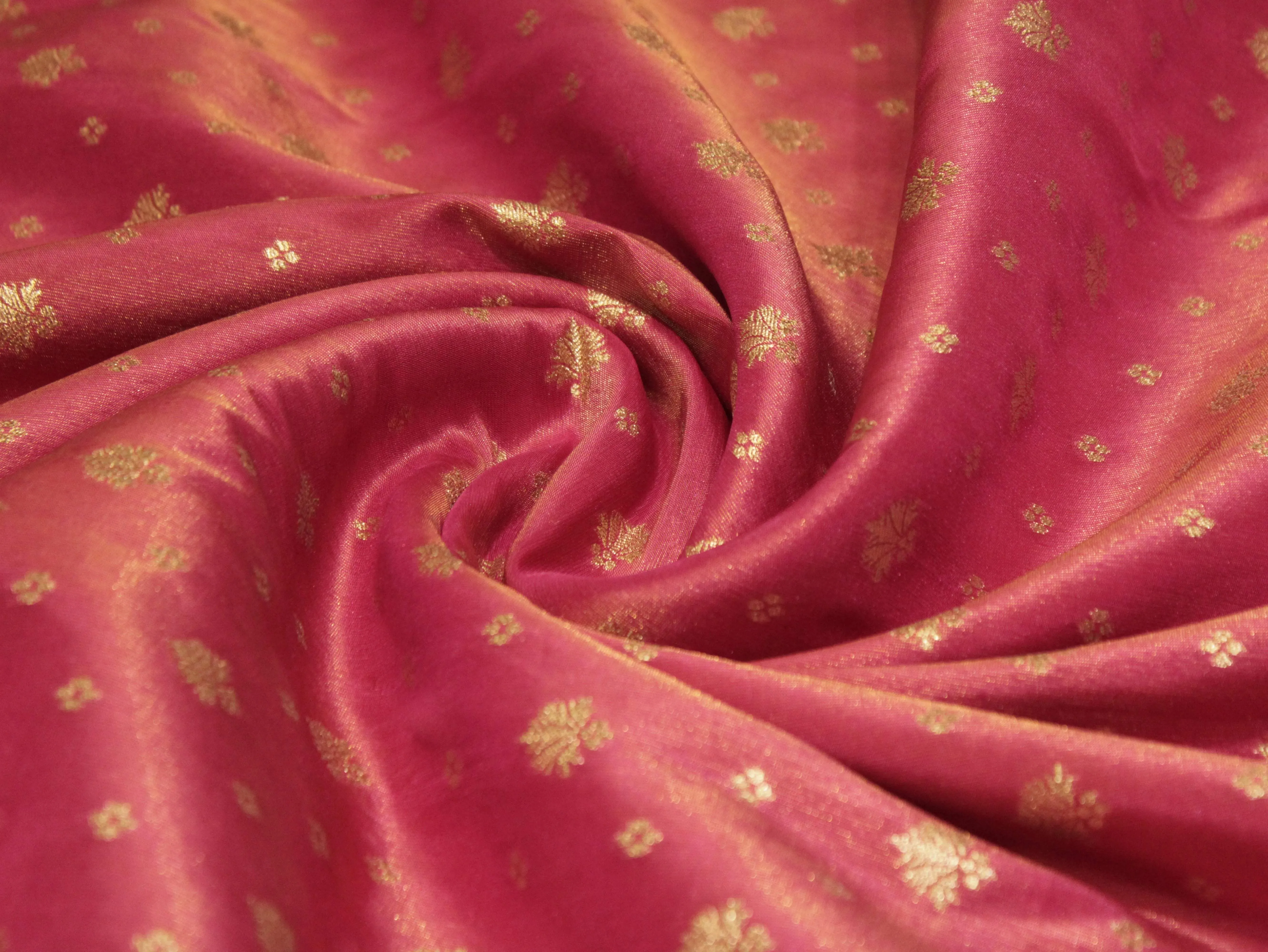 Premium Banarasi Buti Tissue Fabric - Rani