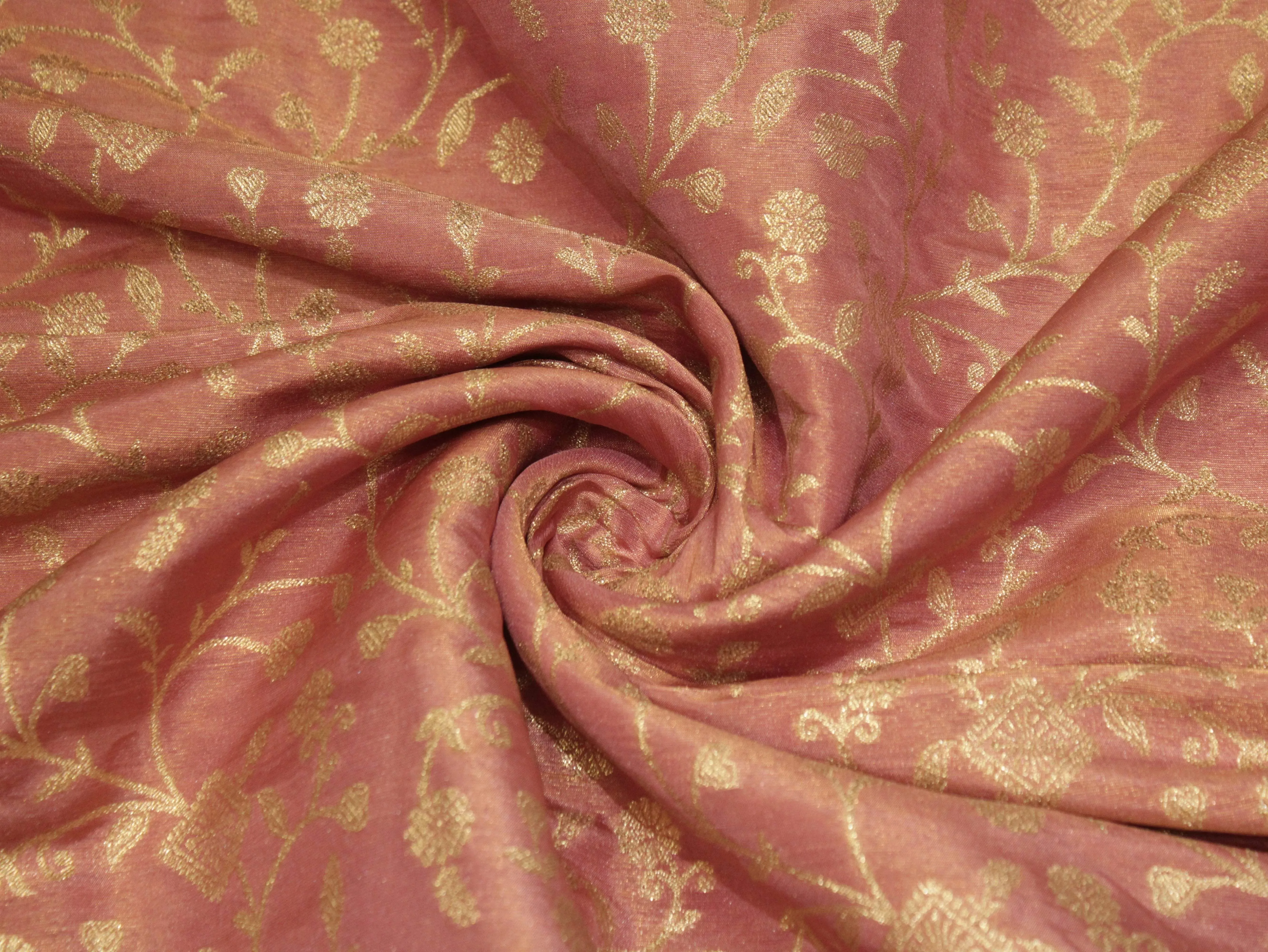 Premium Zari Jaal Woven Banarasi Tissue Fabric - Peach