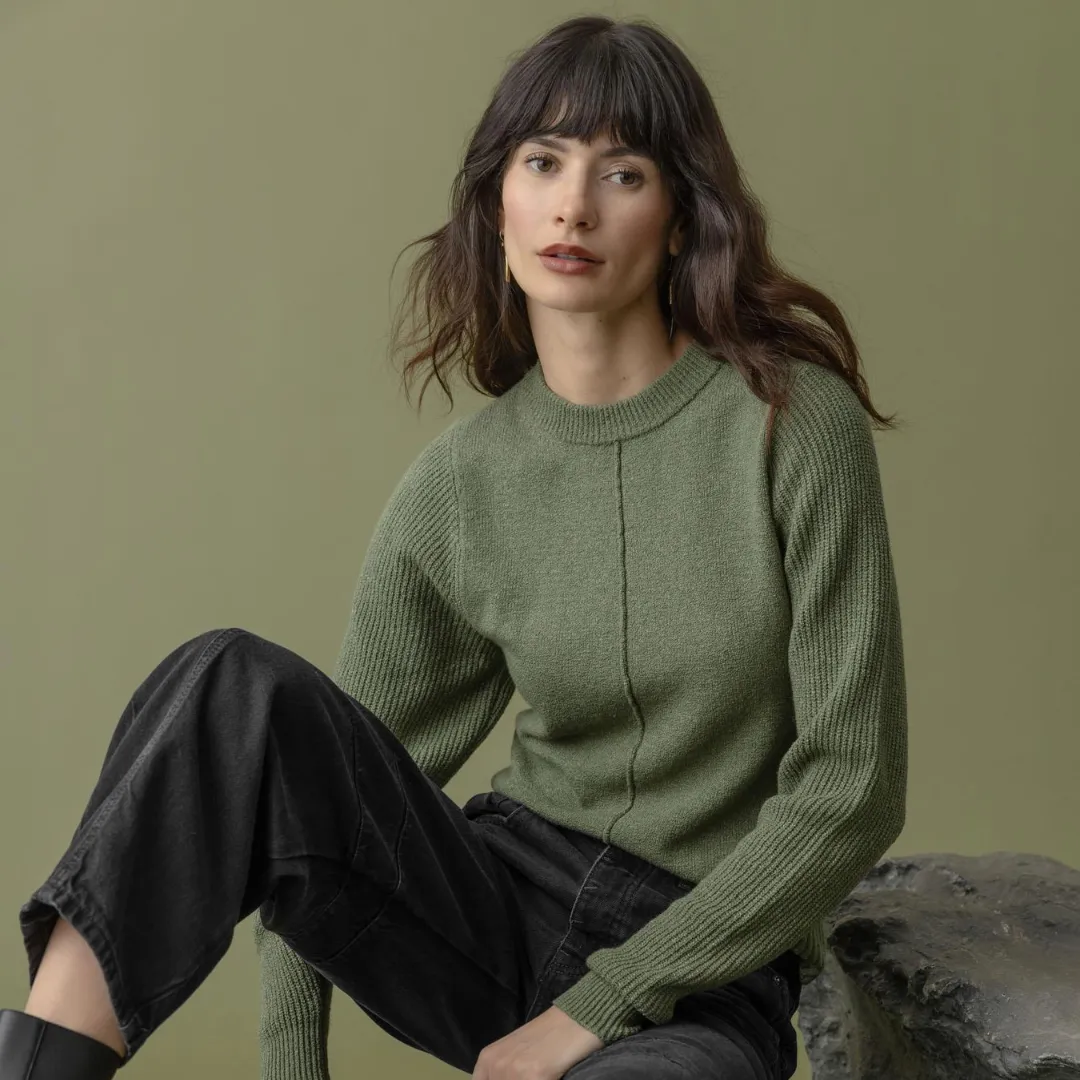 Rib Sleeve Crewneck Sweater
