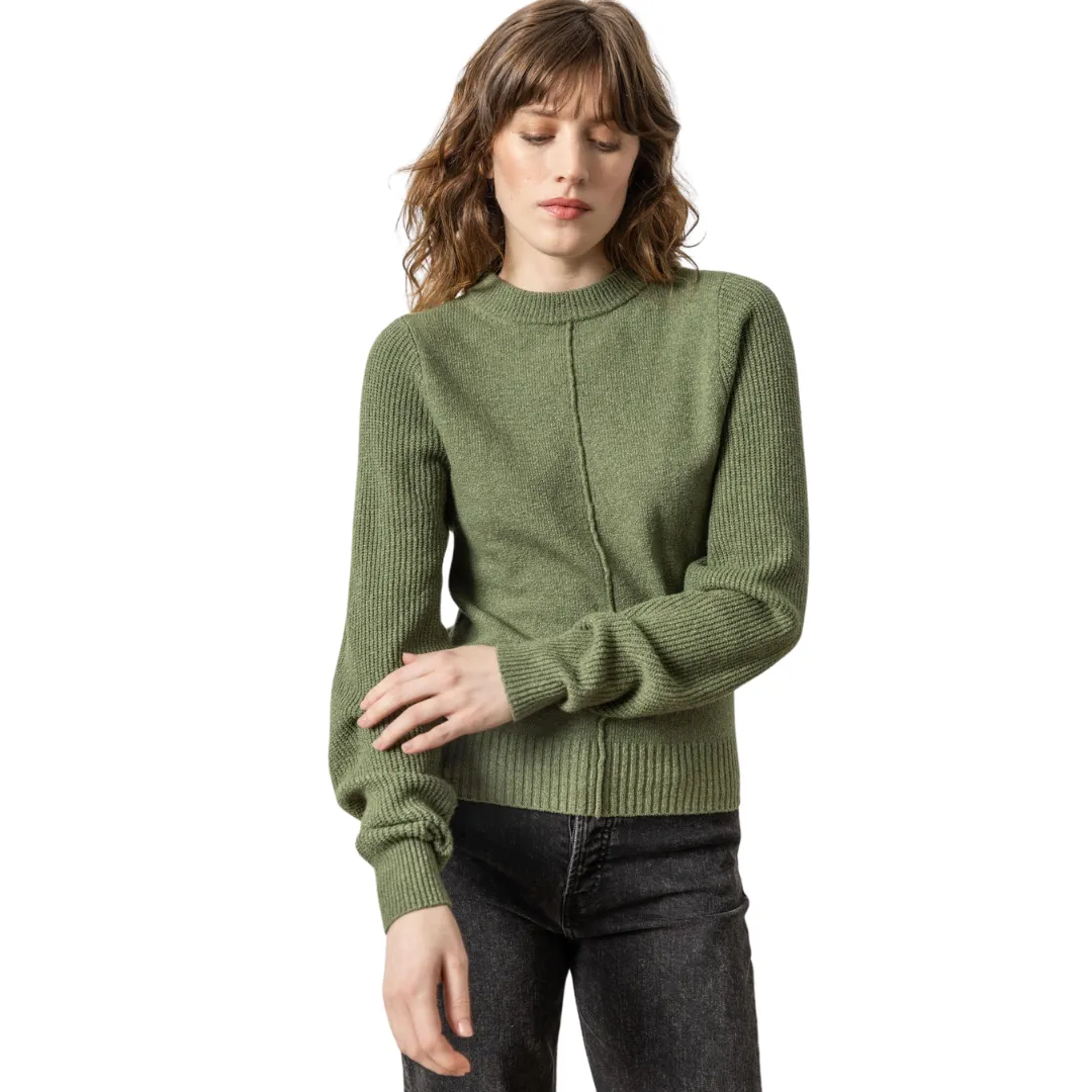 Rib Sleeve Crewneck Sweater