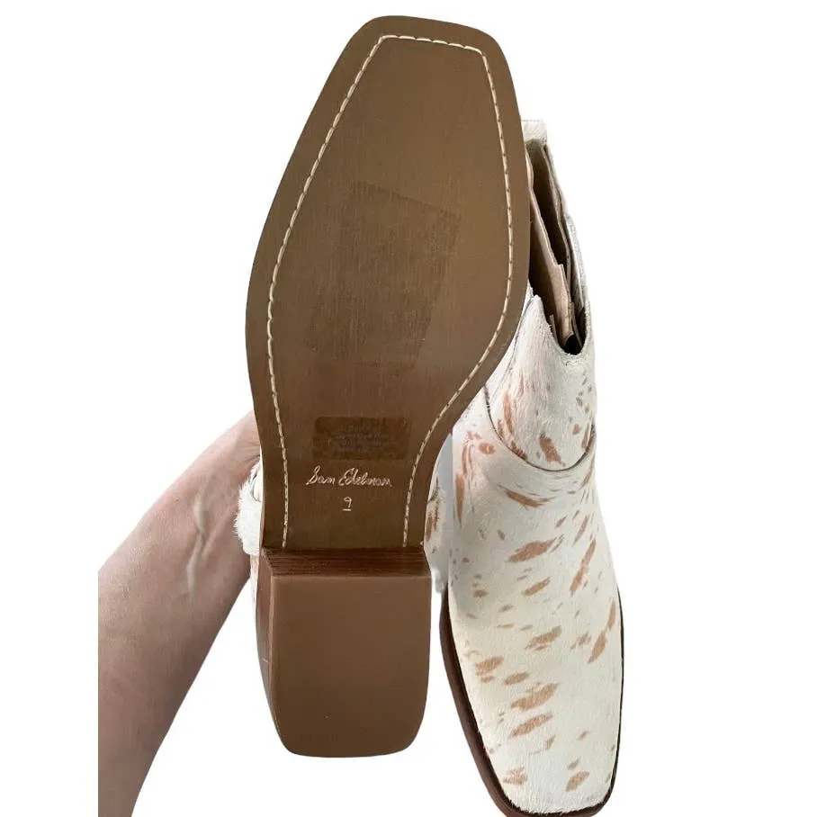 Sam Edelman Bellamie Boots Bootie Calf Hair Block Heel Sz 9