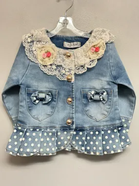 Size 12M Blue Denim Appliqued Infant Girls Jackets